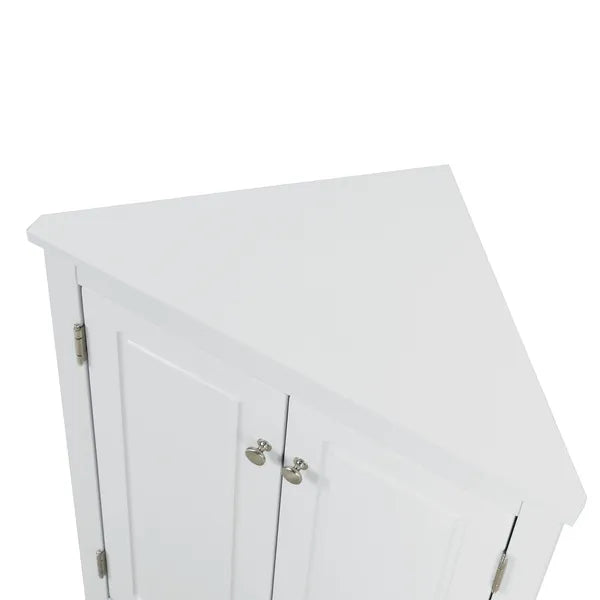Triangle Bathroom Storage Cabinet with Adjustable Shelves, Freestanding Floor Cabinet for Home Kitchen