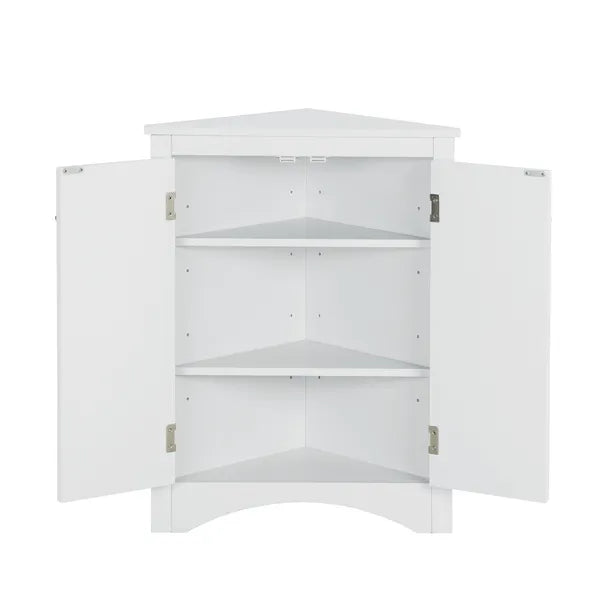 Triangle Bathroom Storage Cabinet with Adjustable Shelves, Freestanding Floor Cabinet for Home Kitchen