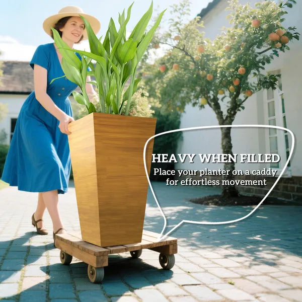 Trio of Tall Planters: 22" Brown, Designed for Both Indoor and Outdoor Use, with Superior Drainage|