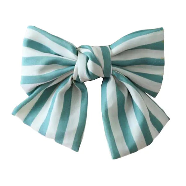 Vintage Aqua Blue Stripe Barrette
