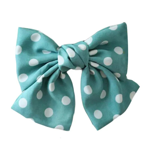 Vintage Blue Dots Bowknot Hair Clip