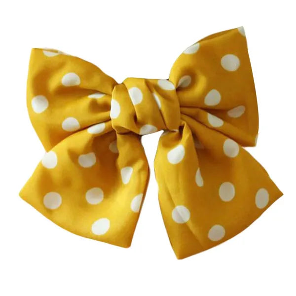 Vintage Yellow Dots Bowknot Hair Clip