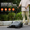 Walk-behind Hand Push Floor Sweeper, 25.6" Sweeping Width Floor Sweeper Manual Non-Electric, 5-Gallon Waste Container, Angle & Height Adjustable Folding Handle for Walkway, Yard, Garage, Patio