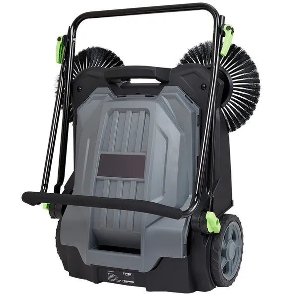 Walk-behind Hand Push Floor Sweeper, 25.6" Sweeping Width Floor Sweeper Manual Non-Electric, 5-Gallon Waste Container, Angle & Height Adjustable Folding Handle for Walkway, Yard, Garage, Patio