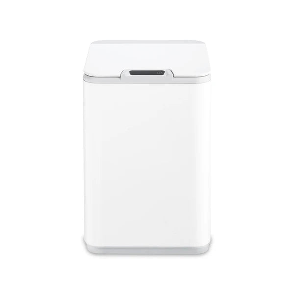 Waterproof Touchless Automatic Sensor Trash Can, Tall Sealed Odor Proof Garbage Bin, Modern White Waste Container for Bathroom Kitchen Office Household Indoor Use
