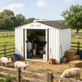 White 7x4 Garden Shed Storage with 4 Vents And 2 Sliding Doors Backyard Patio Garage Lawn Tool House