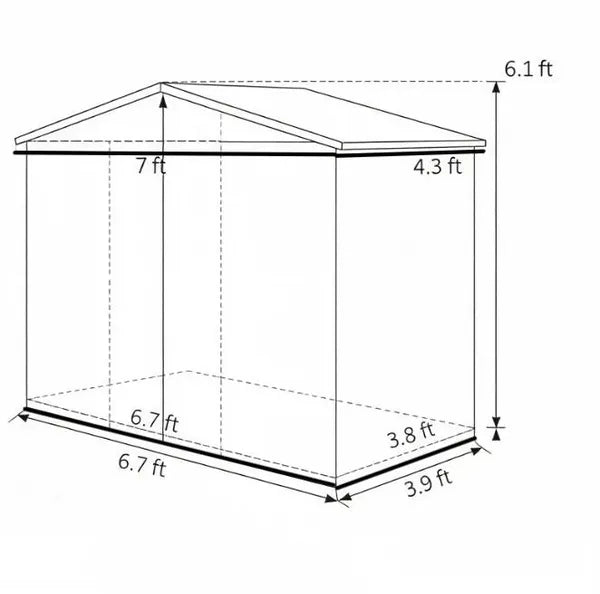 White 7x4 Garden Shed Storage with 4 Vents And 2 Sliding Doors Backyard Patio Garage Lawn Tool House