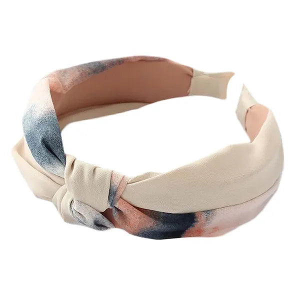 Knotted Turban Beige Pink Blue