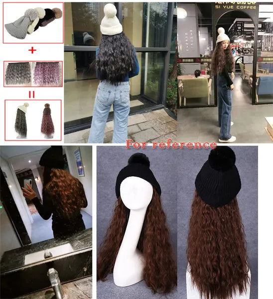 Black Knit Hat Light Brown 2