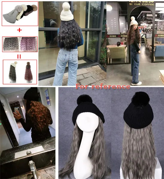 Black Knit Hat Ombre Grey 2