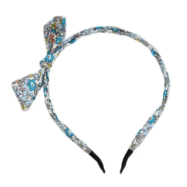 Blue Floral Bowknot Headband
