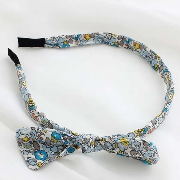 Blue Floral Bowknot Headband 2