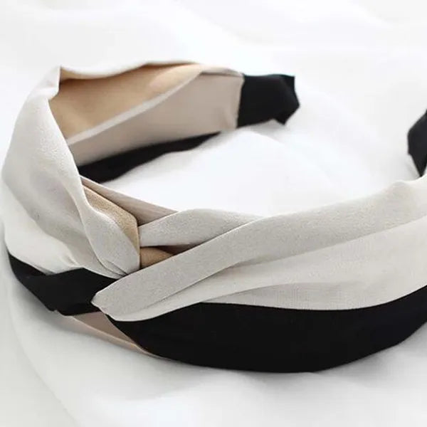 Wide Turban Headband Black Grey 2