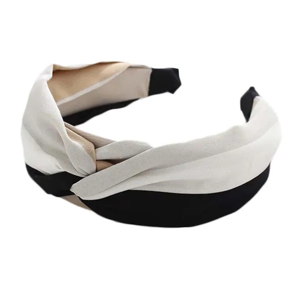 Wide Turban Headband Black Grey
