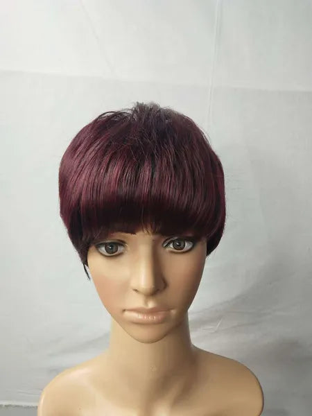 Short Wig Black Red