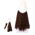 Womens Winter Knit Hat with Synthetic Long Curly Corn Wave Hair Attached Light Brown Wig Cap