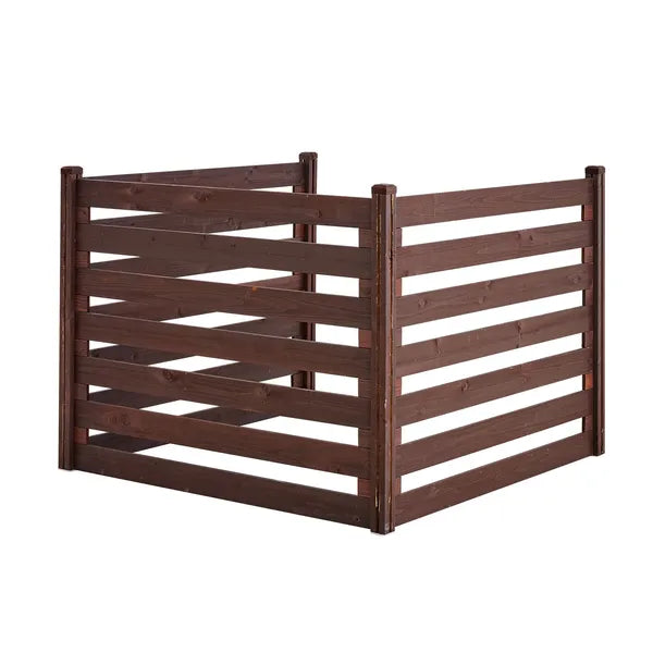 Wooden Privacy Fence, 48 x 37 inch Air Conditioner Fence, 3 Panel Solid Outdoor Wood Privacy Screen with Metal Stakes, Steel Frame, Trash Can Hider Fences Suitable for Garden, Pool