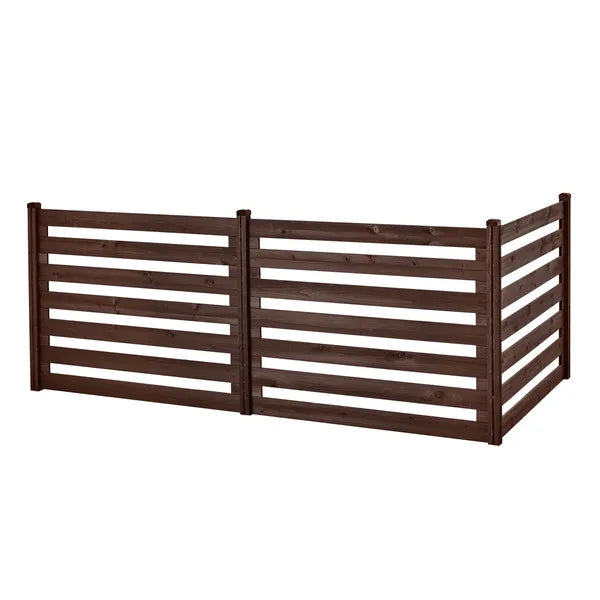 Wooden Privacy Fence, 48 x 37 inch Air Conditioner Fence, 3 Panel Solid Outdoor Wood Privacy Screen with Metal Stakes, Steel Frame, Trash Can Hider Fences Suitable for Garden, Pool