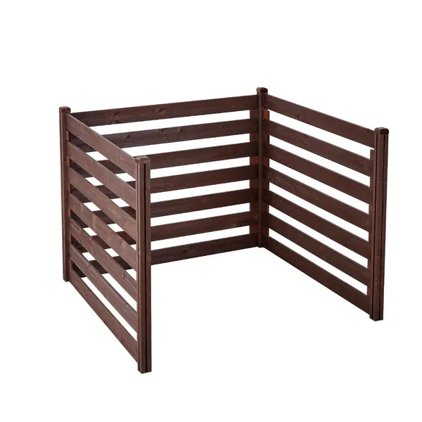 Wooden Privacy Fence, 48 x 37 inch Air Conditioner Fence, 3 Panel Solid Outdoor Wood Privacy Screen with Metal Stakes, Steel Frame, Trash Can Hider Fences Suitable for Garden, Pool