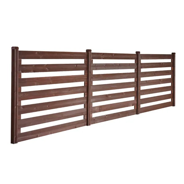Wooden Privacy Fence, 48 x 37 inch Air Conditioner Fence, 3 Panel Solid Outdoor Wood Privacy Screen with Metal Stakes, Steel Frame, Trash Can Hider Fences Suitable for Garden, Pool