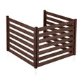 Wooden Privacy Fence, 48 x 37 inch Air Conditioner Fence, 3 Panel Solid Outdoor Wood Privacy Screen with Metal Stakes, Steel Frame, Trash Can Hider Fences Suitable for Garden, Pool