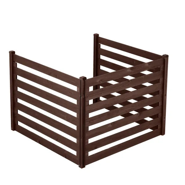 Wooden Privacy Fence, 48 x 37 inch Air Conditioner Fence, 3 Panel Solid Outdoor Wood Privacy Screen with Metal Stakes, Steel Frame, Trash Can Hider Fences Suitable for Garden, Pool