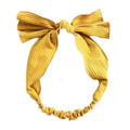 Yellow Simple Bowknot Stretch Hairband Solid Color Headband Out Wide Hair Ribbon