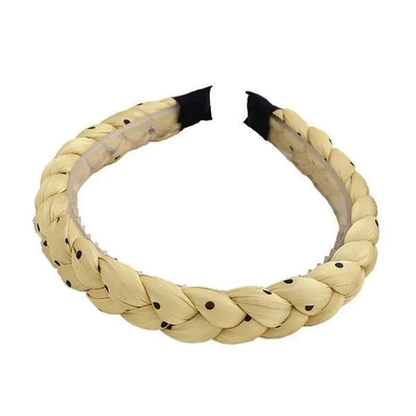 Yellow Sponge Twist Braided Heandband Women Dots Thick Headband Hair Accessories