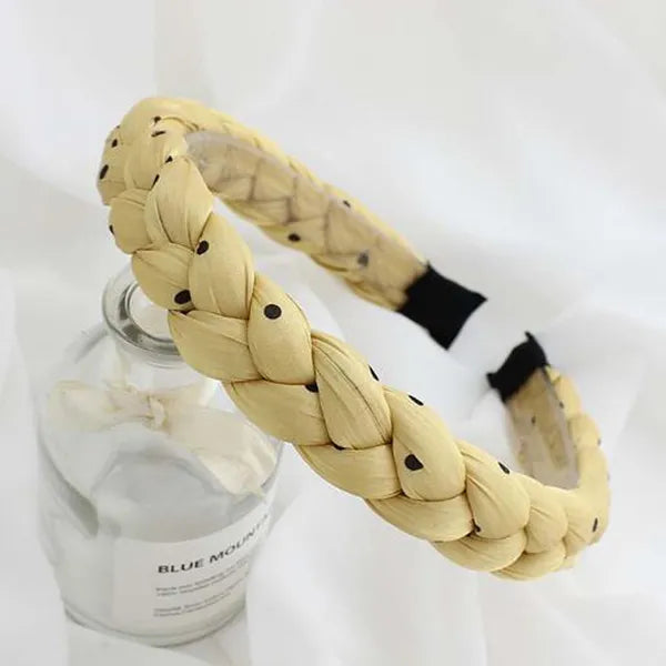 Yellow Sponge Twist Braided Heandband Women Dots Thick Headband Hair Accessories